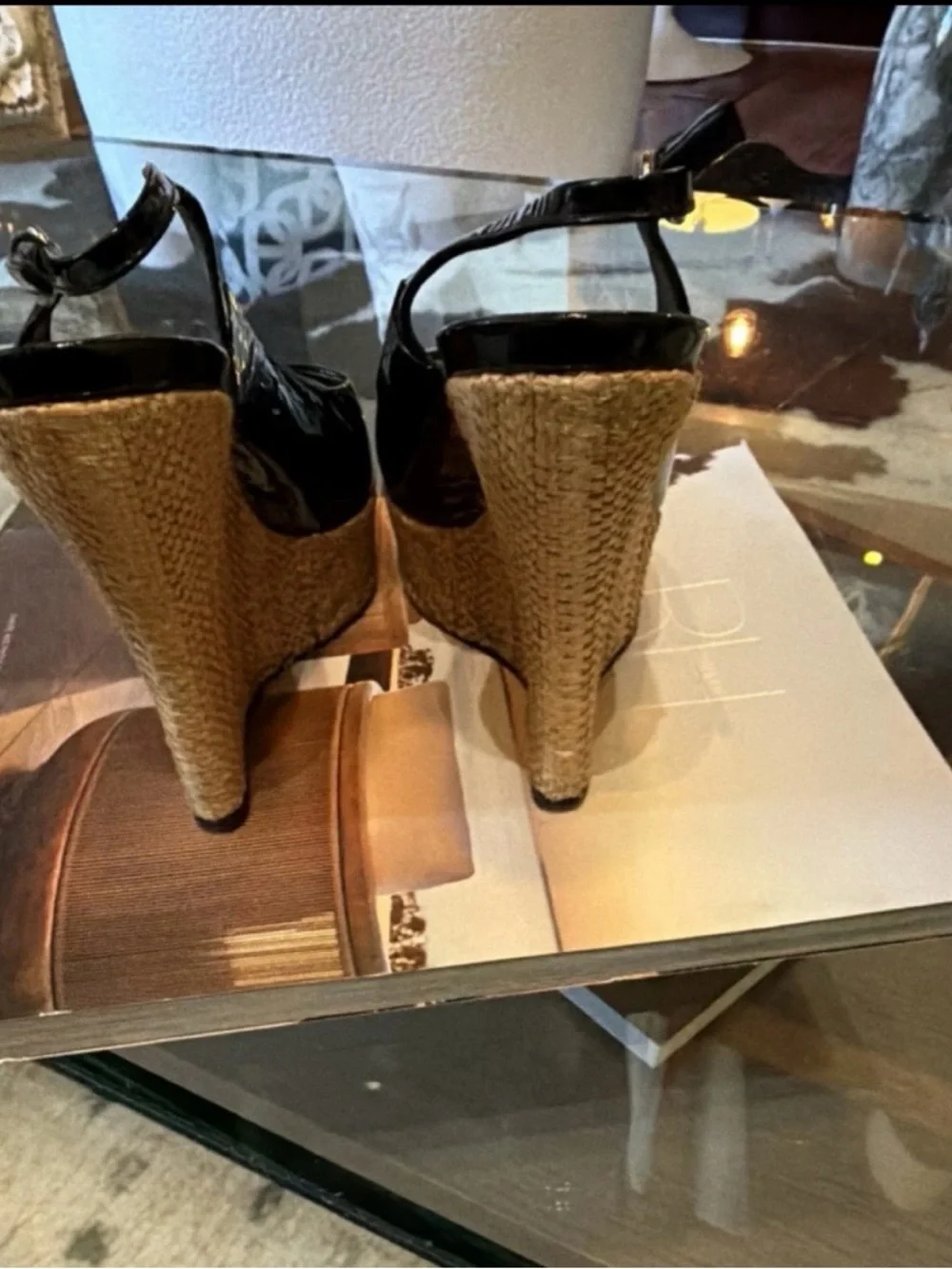 Gucci Black Patent Peep-Toe Slingback Heels - Picture 4 of 4